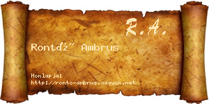 Rontó Ambrus névjegykártya